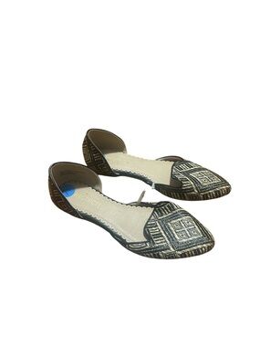 Restricted Flats 7.5 Aztec Print Pointed Toe D’Orsay Beige Black Boho geometric